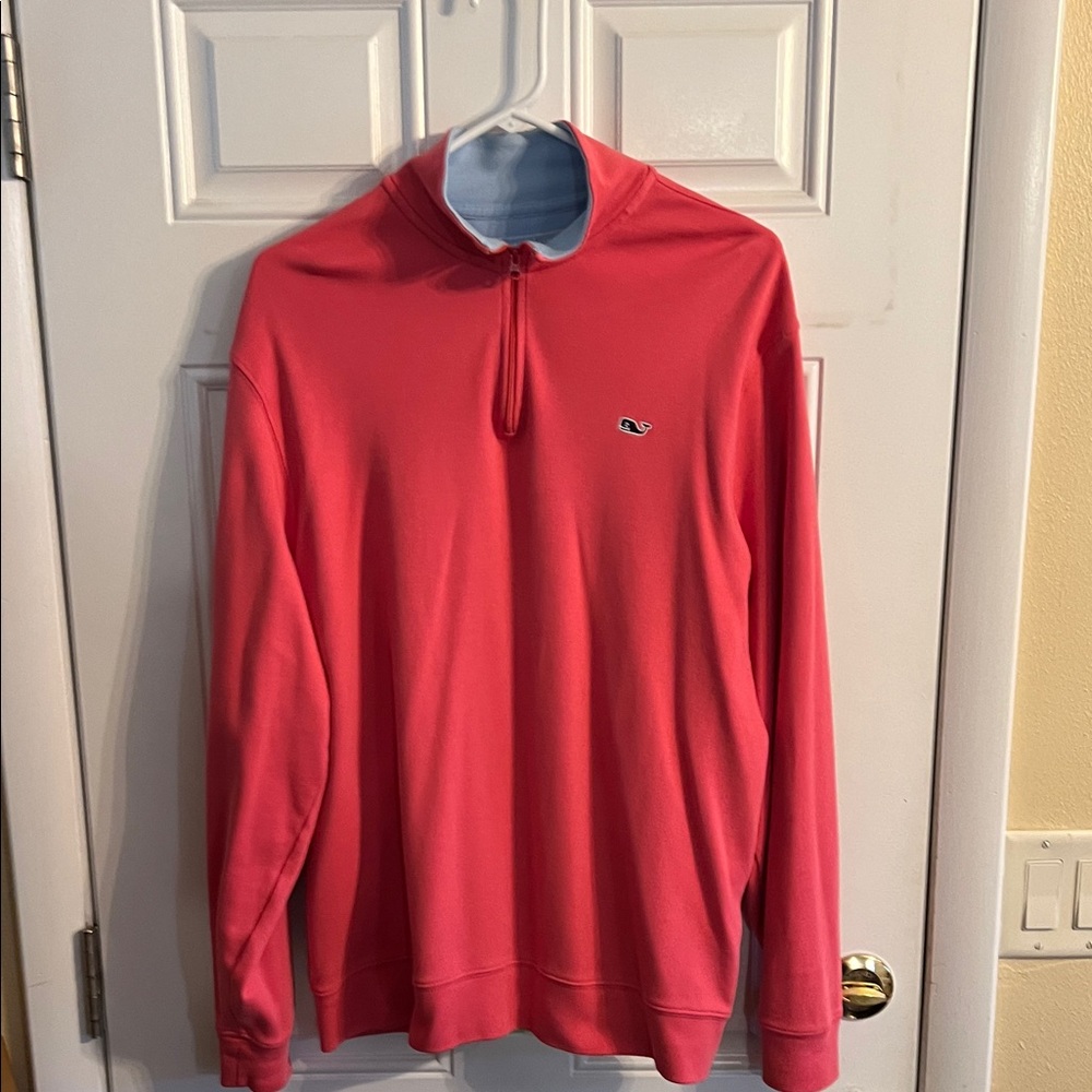 Vineyard Vines Coral Quarter-Zip Sweater